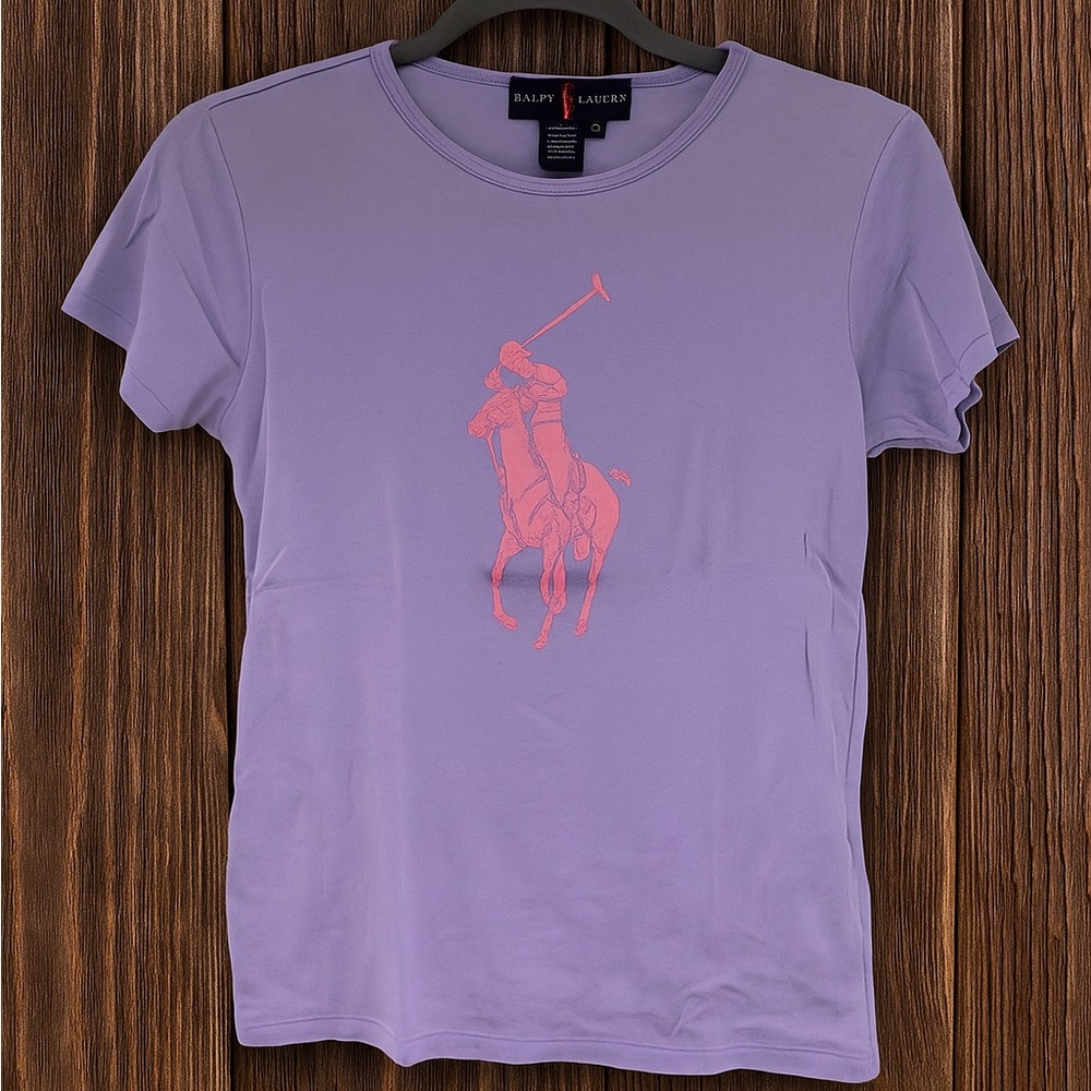 Ralph Lauren Purple Tee with Pink Pony Graphic